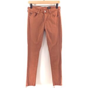 AG Adriano Goldschmied Womens Jeans The Legging Ankle 26R Rust Orange Raw Hem